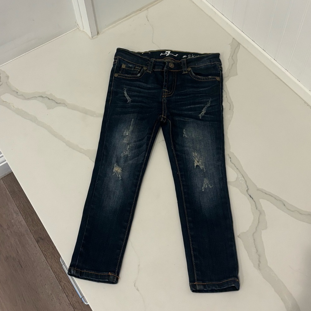 7 For All ManKind Girls Dark-wash Jeans